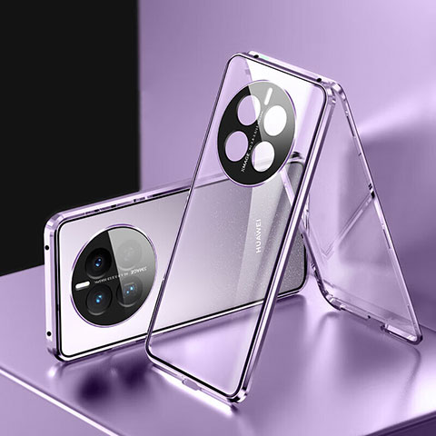 Funda Bumper Lujo Marco de Aluminio Espejo 360 Grados Carcasa para Huawei Mate 50E Morado