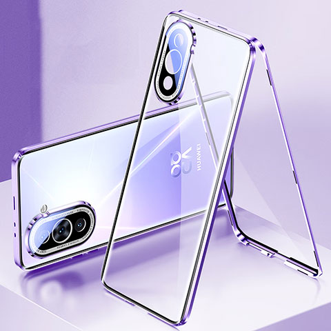 Funda Bumper Lujo Marco de Aluminio Espejo 360 Grados Carcasa para Huawei Nova 10 Pro Morado