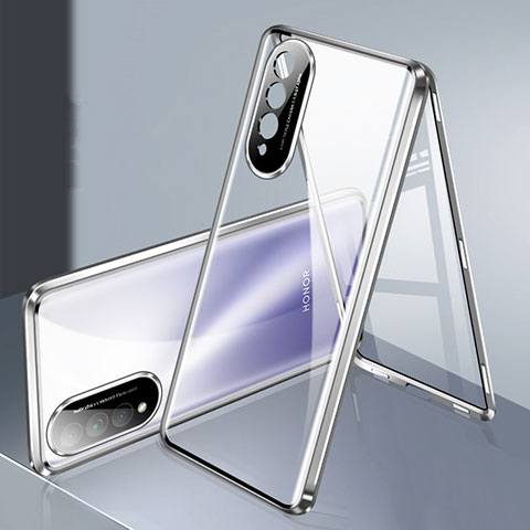 Funda Bumper Lujo Marco de Aluminio Espejo 360 Grados Carcasa para Huawei Nova 10z Plata