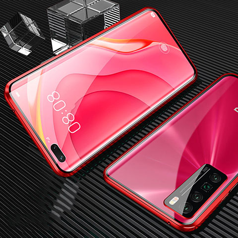 Funda Bumper Lujo Marco de Aluminio Espejo 360 Grados Carcasa para Huawei Nova 7 Pro 5G Rojo