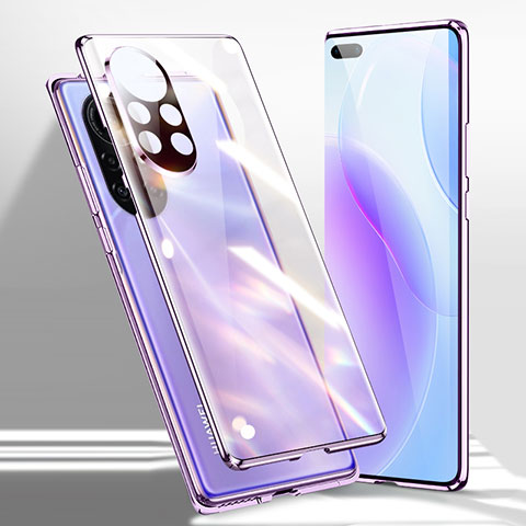 Funda Bumper Lujo Marco de Aluminio Espejo 360 Grados Carcasa para Huawei Nova 8 Pro 5G Morado