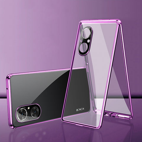 Funda Bumper Lujo Marco de Aluminio Espejo 360 Grados Carcasa para Huawei Nova 9 SE Morado