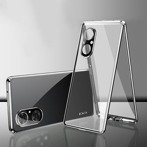 Funda Bumper Lujo Marco de Aluminio Espejo 360 Grados Carcasa para Huawei Nova 9 SE Plata