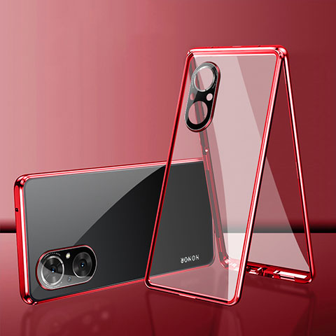 Funda Bumper Lujo Marco de Aluminio Espejo 360 Grados Carcasa para Huawei Nova 9 SE Rojo