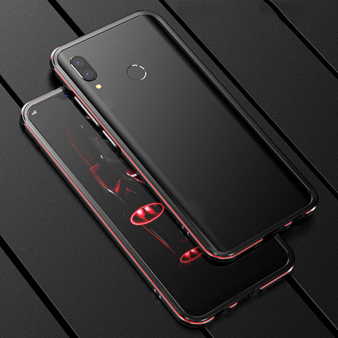 Funda Bumper Lujo Marco de Aluminio Espejo 360 Grados Carcasa para Huawei P Smart+ Plus Rojo y Negro