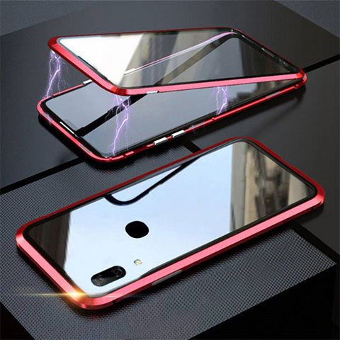 Funda Bumper Lujo Marco de Aluminio Espejo 360 Grados Carcasa para Huawei P Smart Z Rojo