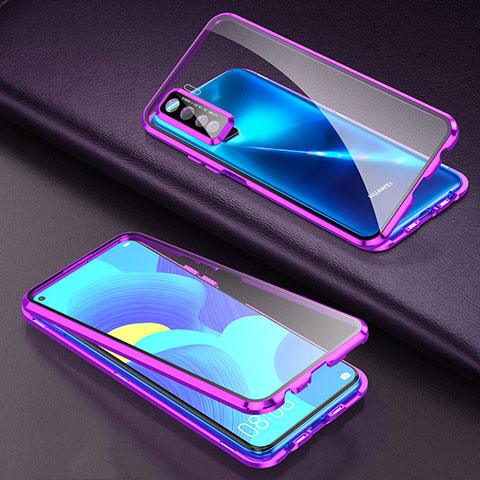 Funda Bumper Lujo Marco de Aluminio Espejo 360 Grados Carcasa para Huawei P40 Lite 5G Morado