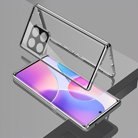 Funda Bumper Lujo Marco de Aluminio Espejo 360 Grados Carcasa para OnePlus 10 Pro 5G Plata