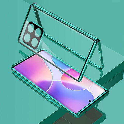 Funda Bumper Lujo Marco de Aluminio Espejo 360 Grados Carcasa para OnePlus 10T 5G Verde