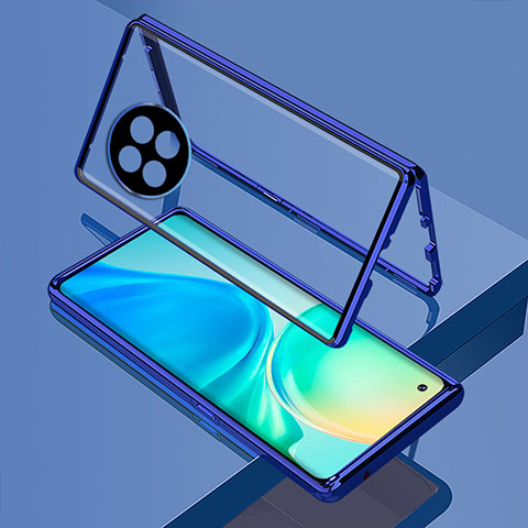 Funda Bumper Lujo Marco de Aluminio Espejo 360 Grados Carcasa para OnePlus 11 5G Azul