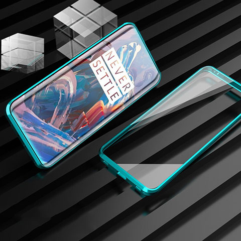 Funda Bumper Lujo Marco de Aluminio Espejo 360 Grados Carcasa para OnePlus 7T Verde