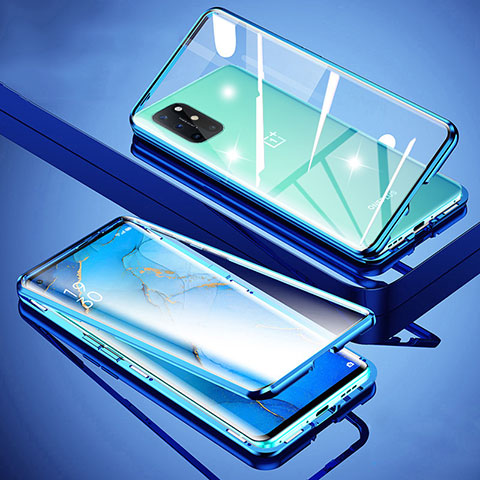 Funda Bumper Lujo Marco de Aluminio Espejo 360 Grados Carcasa para OnePlus 8T 5G Azul