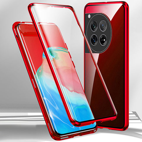 Funda Bumper Lujo Marco de Aluminio Espejo 360 Grados Carcasa para OnePlus Ace 3 5G Rojo