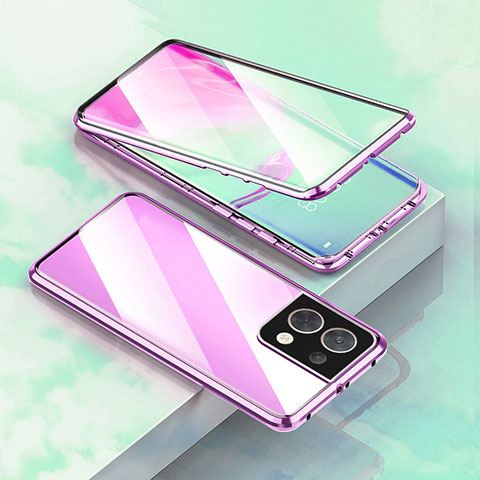 Funda Bumper Lujo Marco de Aluminio Espejo 360 Grados Carcasa para OnePlus Nord 3 5G Morado