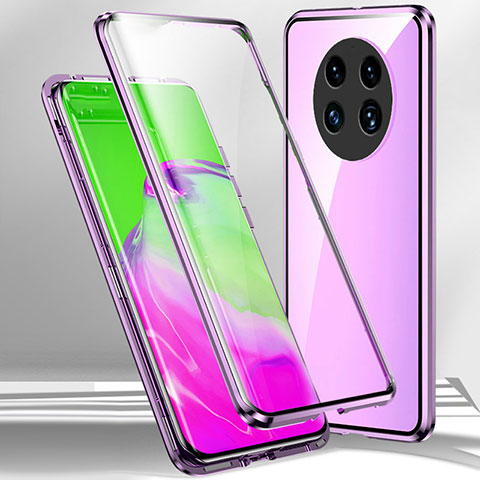 Funda Bumper Lujo Marco de Aluminio Espejo 360 Grados Carcasa para Oppo A2 Pro 5G Morado