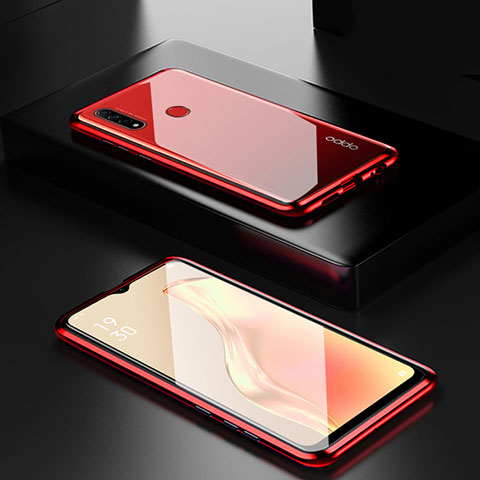 Funda Bumper Lujo Marco de Aluminio Espejo 360 Grados Carcasa para Oppo A31 Rojo