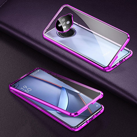 Funda Bumper Lujo Marco de Aluminio Espejo 360 Grados Carcasa para Oppo Ace2 Morado