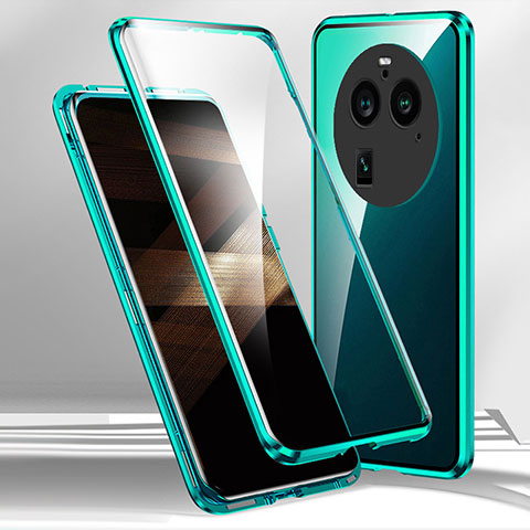 Funda Bumper Lujo Marco de Aluminio Espejo 360 Grados Carcasa para Oppo Find X6 5G Verde