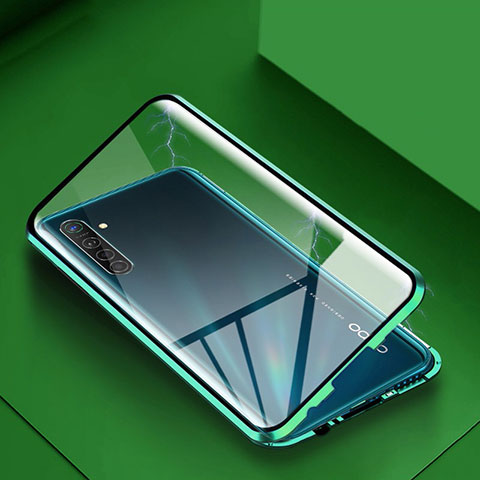 Funda Bumper Lujo Marco de Aluminio Espejo 360 Grados Carcasa para Oppo K5 Verde