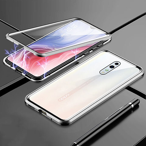 Funda Bumper Lujo Marco de Aluminio Espejo 360 Grados Carcasa para Oppo Reno Z Plata