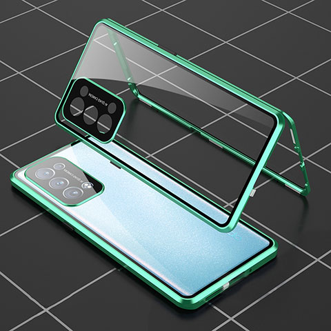 Funda Bumper Lujo Marco de Aluminio Espejo 360 Grados Carcasa para Oppo Reno6 Pro+ Plus 5G Verde