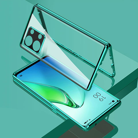 Funda Bumper Lujo Marco de Aluminio Espejo 360 Grados Carcasa para Oppo Reno8 5G Verde