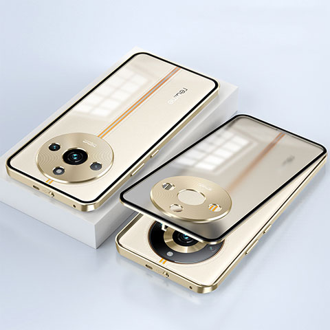 Funda Bumper Lujo Marco de Aluminio Espejo 360 Grados Carcasa para Realme 11 Pro+ Plus 5G Oro