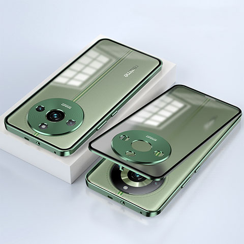 Funda Bumper Lujo Marco de Aluminio Espejo 360 Grados Carcasa para Realme 11 Pro+ Plus 5G Verde