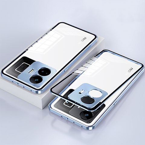 Funda Bumper Lujo Marco de Aluminio Espejo 360 Grados Carcasa para Realme GT Neo5 240W 5G Azul