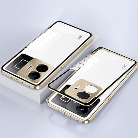 Funda Bumper Lujo Marco de Aluminio Espejo 360 Grados Carcasa para Realme GT Neo5 5G Oro