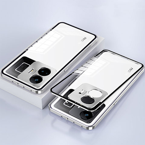 Funda Bumper Lujo Marco de Aluminio Espejo 360 Grados Carcasa para Realme GT Neo5 5G Plata