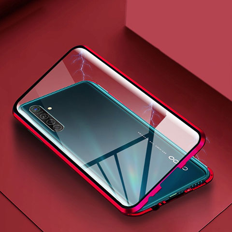 Funda Bumper Lujo Marco de Aluminio Espejo 360 Grados Carcasa para Realme X2 Rojo