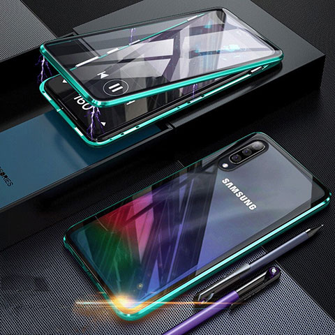 Funda Bumper Lujo Marco de Aluminio Espejo 360 Grados Carcasa para Samsung Galaxy A70S Verde