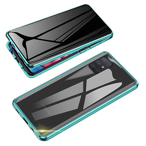 Funda Bumper Lujo Marco de Aluminio Espejo 360 Grados Carcasa para Samsung Galaxy M60s Verde