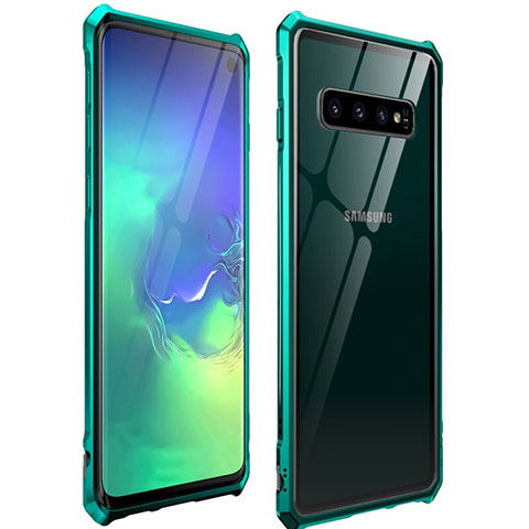 Funda Bumper Lujo Marco de Aluminio Espejo 360 Grados Carcasa para Samsung Galaxy S10 5G Verde