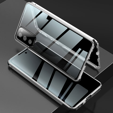 Funda Bumper Lujo Marco de Aluminio Espejo 360 Grados Carcasa para Samsung Galaxy S20 Lite 5G Plata