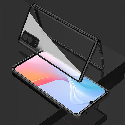 Funda Bumper Lujo Marco de Aluminio Espejo 360 Grados Carcasa para Vivo T1x 5G Negro