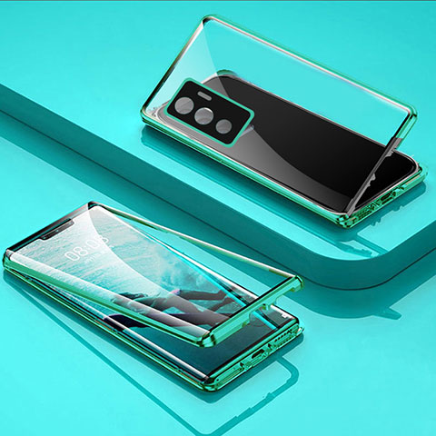 Funda Bumper Lujo Marco de Aluminio Espejo 360 Grados Carcasa para Vivo V23e 5G Verde