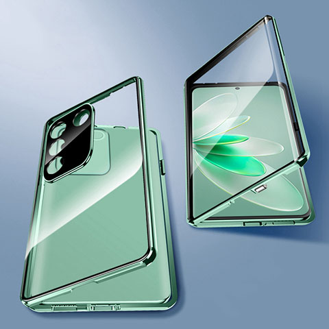 Funda Bumper Lujo Marco de Aluminio Espejo 360 Grados Carcasa para Vivo V27 5G Verde