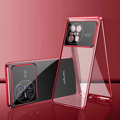 Funda Bumper Lujo Marco de Aluminio Espejo 360 Grados Carcasa para Vivo X Note Rojo