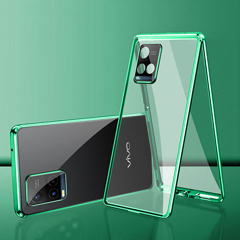 Funda Bumper Lujo Marco de Aluminio Espejo 360 Grados Carcasa para Vivo Y21a Verde