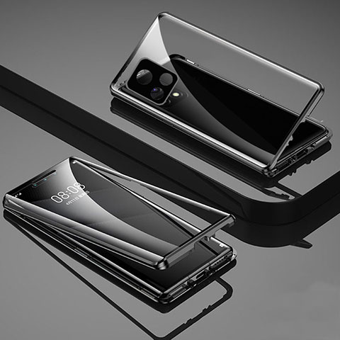 Funda Bumper Lujo Marco de Aluminio Espejo 360 Grados Carcasa para Vivo Y31s 5G Negro
