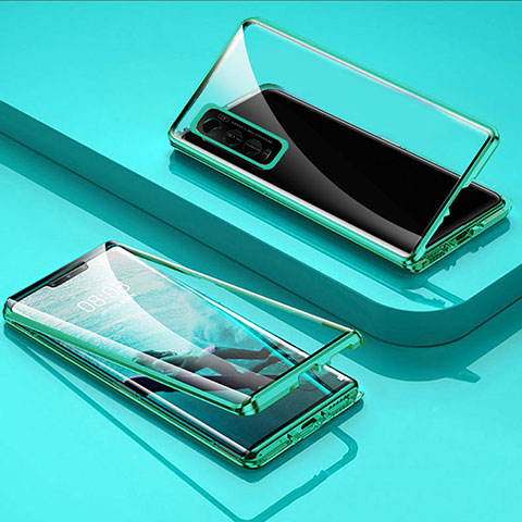 Funda Bumper Lujo Marco de Aluminio Espejo 360 Grados Carcasa para Vivo Y70t 5G Verde