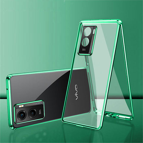 Funda Bumper Lujo Marco de Aluminio Espejo 360 Grados Carcasa para Vivo Y72t Verde