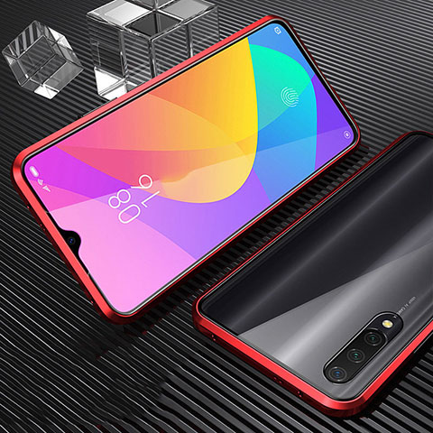 Funda Bumper Lujo Marco de Aluminio Espejo 360 Grados Carcasa para Xiaomi CC9e Rojo