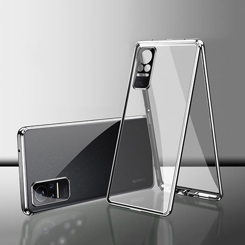 Funda Bumper Lujo Marco de Aluminio Espejo 360 Grados Carcasa para Xiaomi Civi 5G Plata