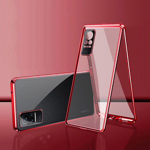 Funda Bumper Lujo Marco de Aluminio Espejo 360 Grados Carcasa para Xiaomi Civi 5G Rojo