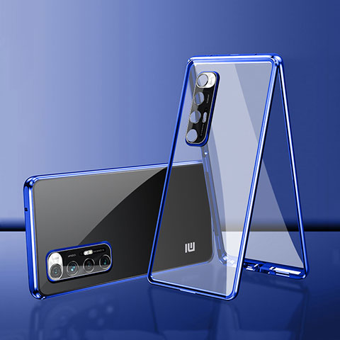 Funda Bumper Lujo Marco de Aluminio Espejo 360 Grados Carcasa para Xiaomi Mi 10S 5G Azul