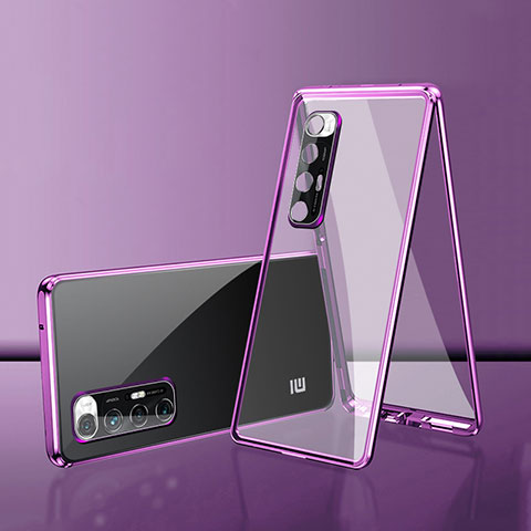 Funda Bumper Lujo Marco de Aluminio Espejo 360 Grados Carcasa para Xiaomi Mi 10S 5G Morado