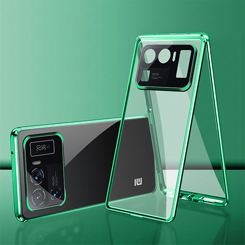 Funda Bumper Lujo Marco de Aluminio Espejo 360 Grados Carcasa para Xiaomi Mi 11 Ultra 5G Verde